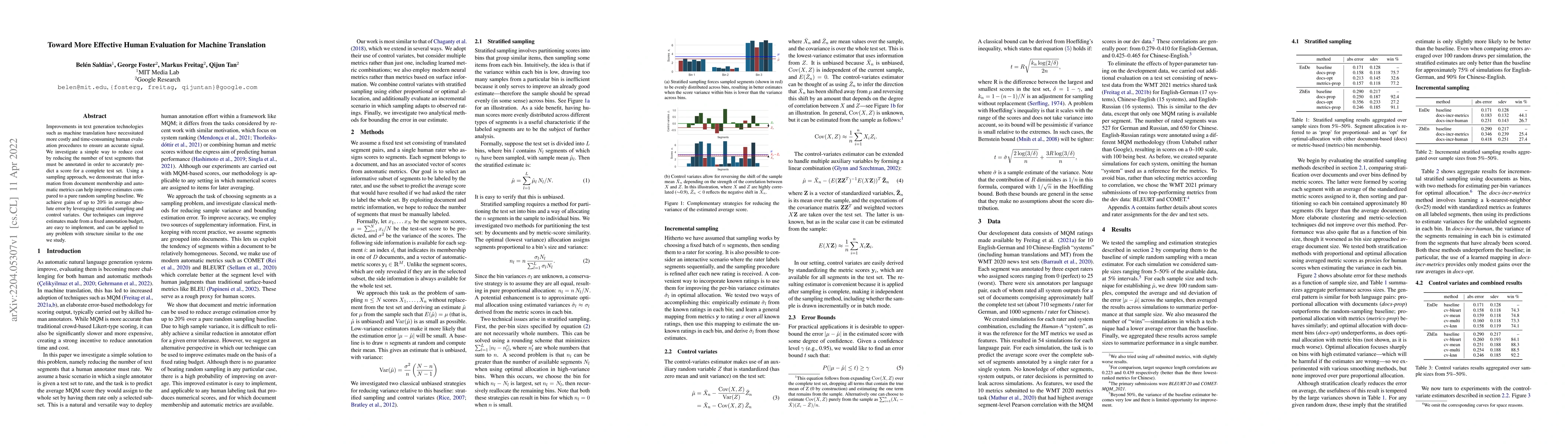 Thumbnail for Toward More Effective Human Evaluation for Machine Translation