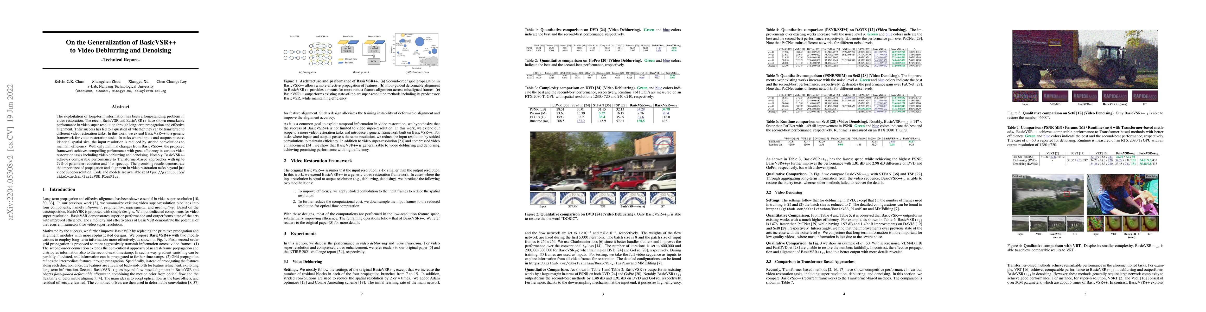 Thumbnail for On the Generalization of BasicVSR++ to Video Deblurring and Denoising