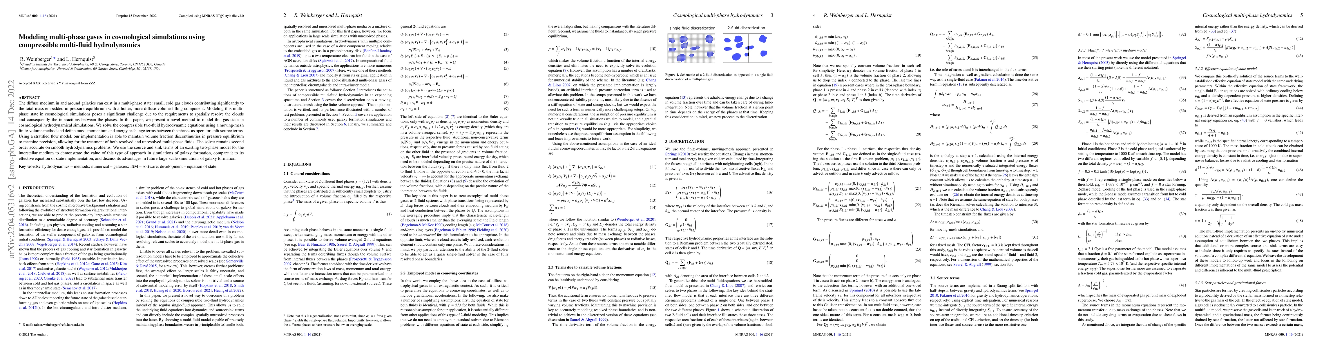Thumbnail for Modeling multi-phase gases in cosmological simulations using
  compressible multi-fluid hydrodynamics