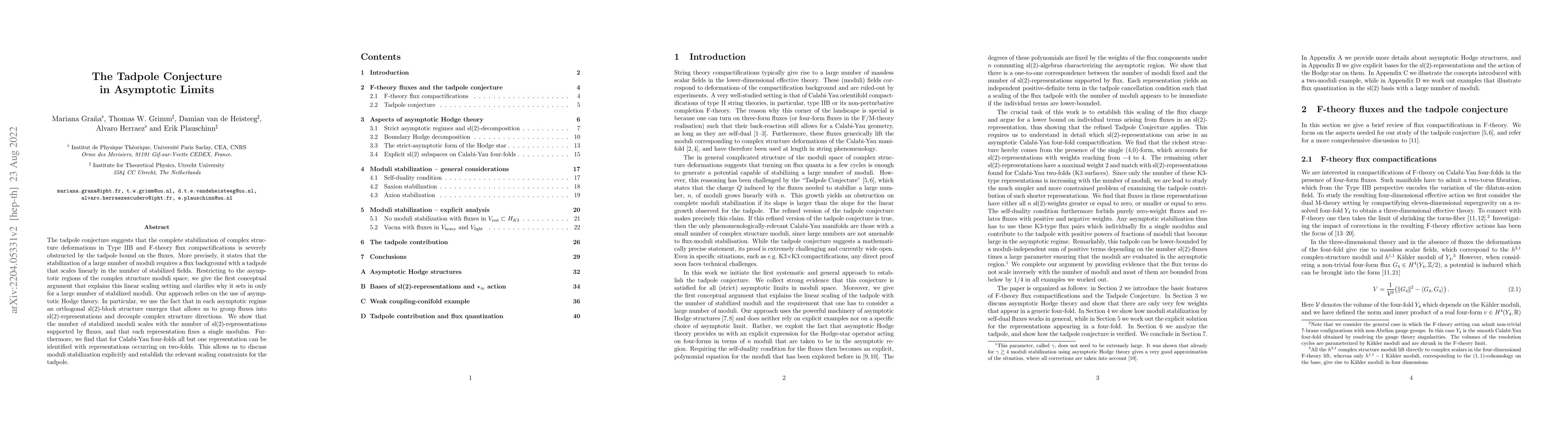 Thumbnail for The Tadpole Conjecture in Asymptotic Limits