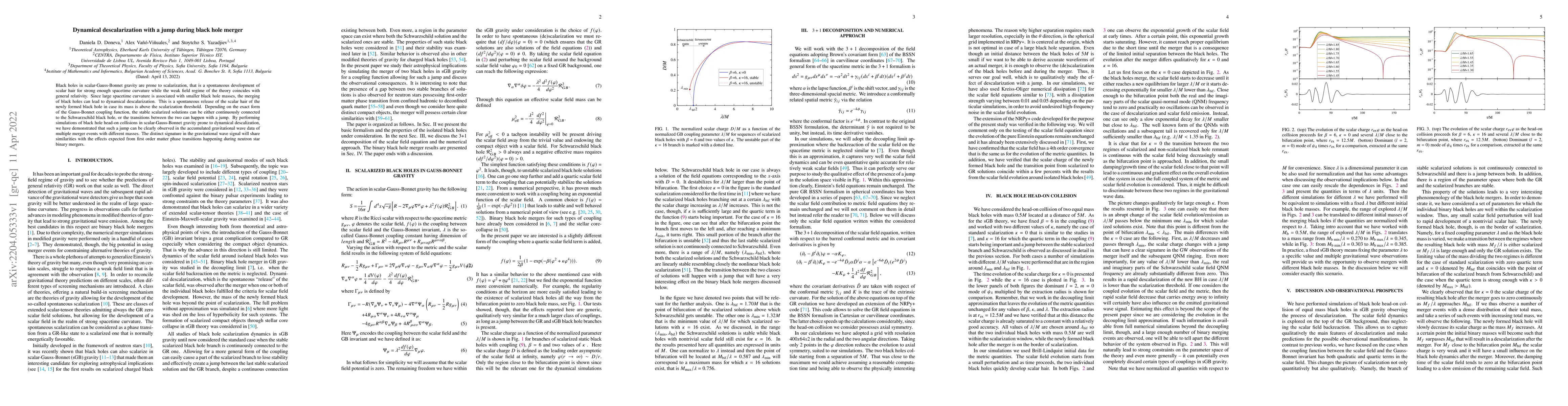 Thumbnail for Dynamical descalarization with a jump during black hole merger