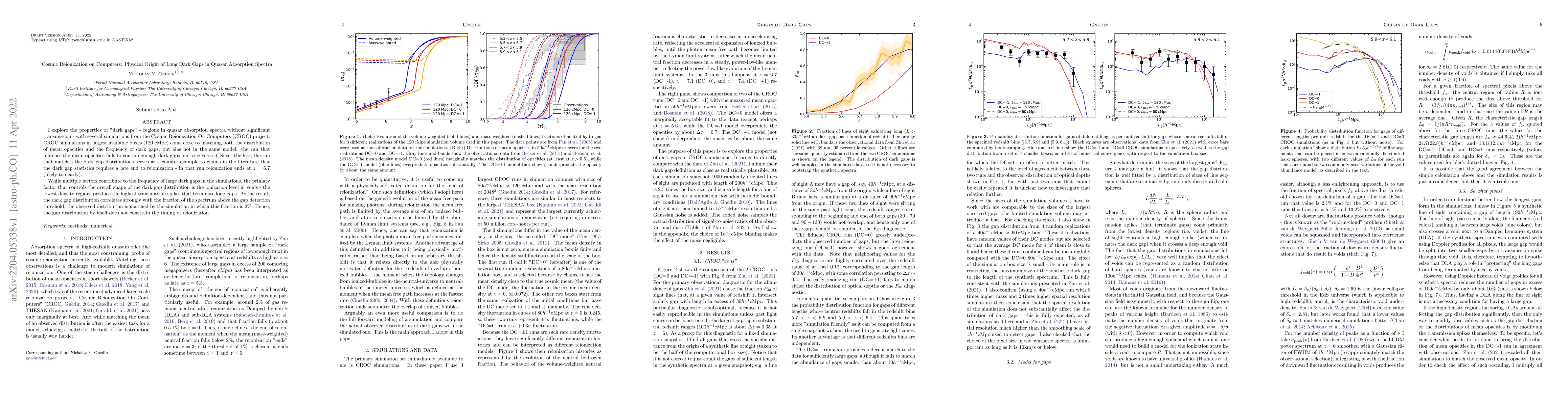Thumbnail for Cosmic Reionization on Computers: Physical Origin of Long Dark Gaps in
  Quasar Absorption Spectra