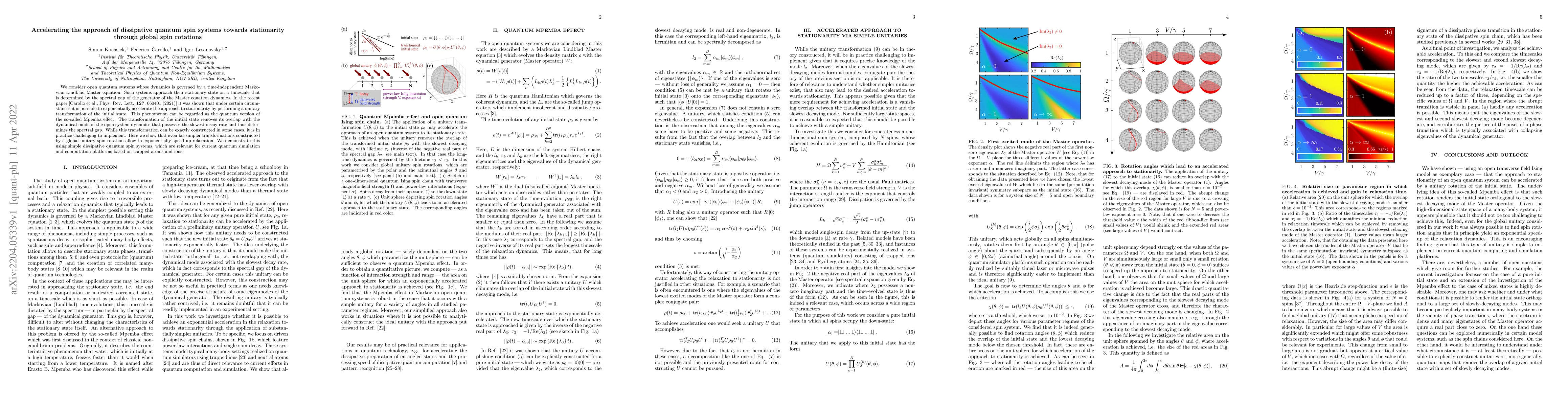 Thumbnail for Accelerating the approach of dissipative quantum spin systems towards
  stationarity through global spin rotations