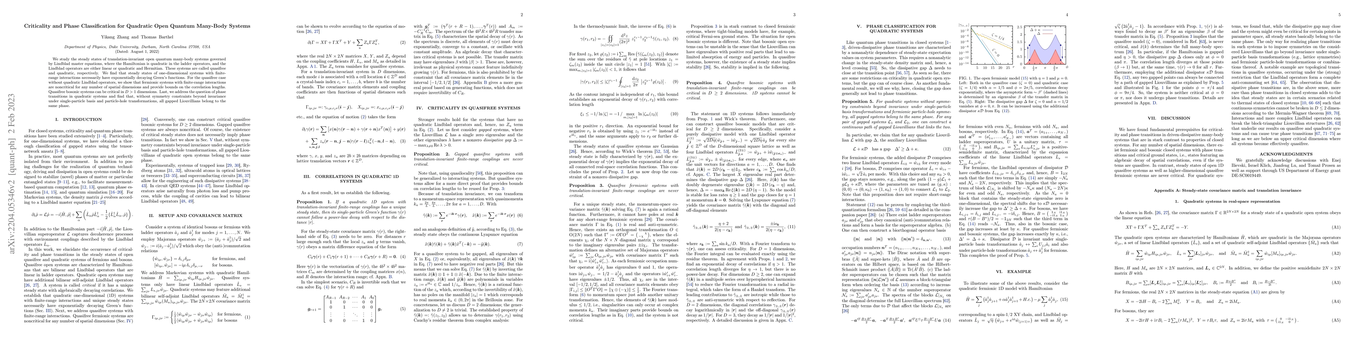 Thumbnail for Criticality and Phase Classification for Quadratic Open Quantum
  Many-Body Systems