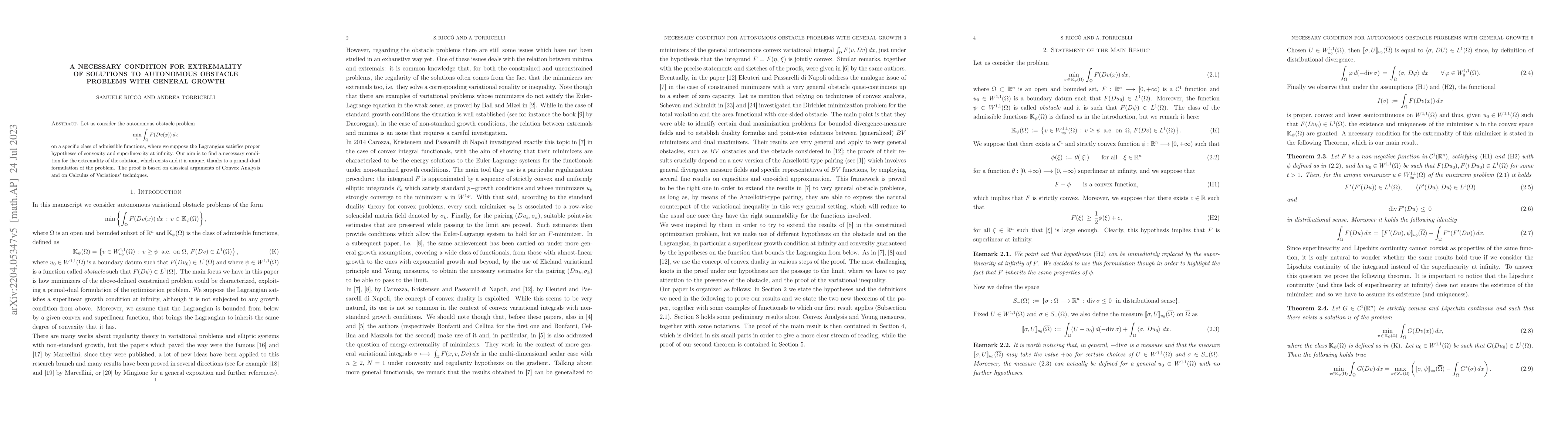 Thumbnail for A necessary condition for extremality of solutions to autonomous
  obstacle problems with general growth