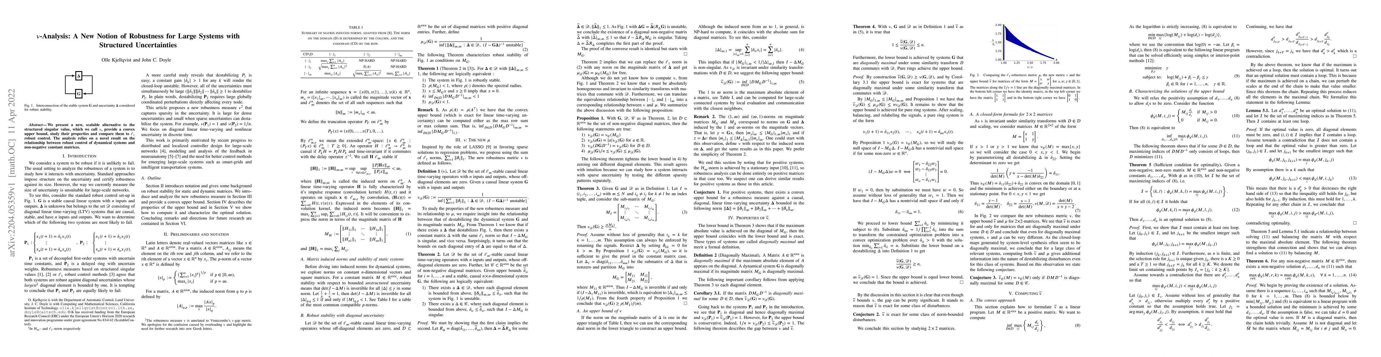 Thumbnail for $\nu$-Analysis: A New Notion of Robustness for Large Systems with
  Structured Uncertainties