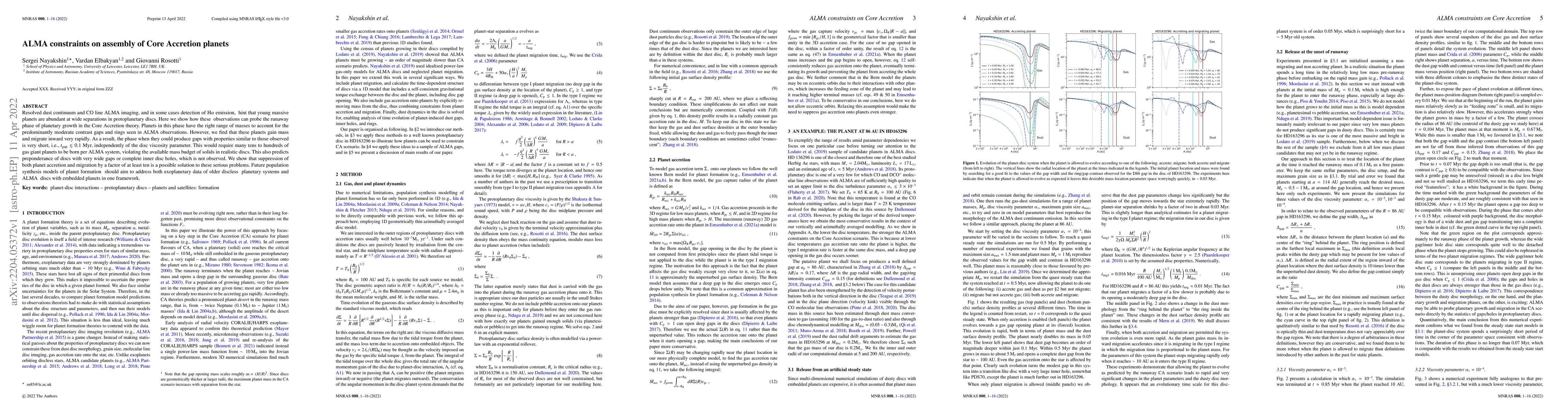 Thumbnail for ALMA constraints on assembly of Core Accretion planets