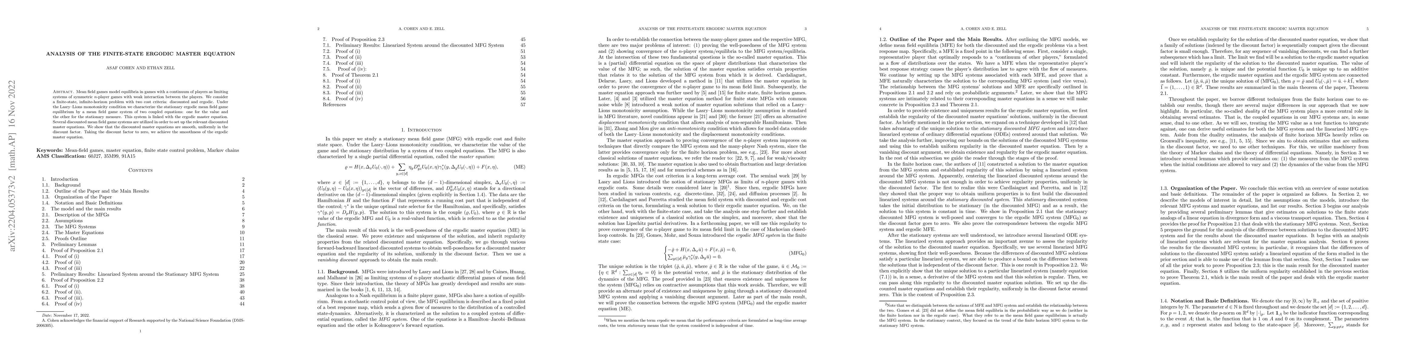 Thumbnail for Analysis of the Finite-State Ergodic Master Equation