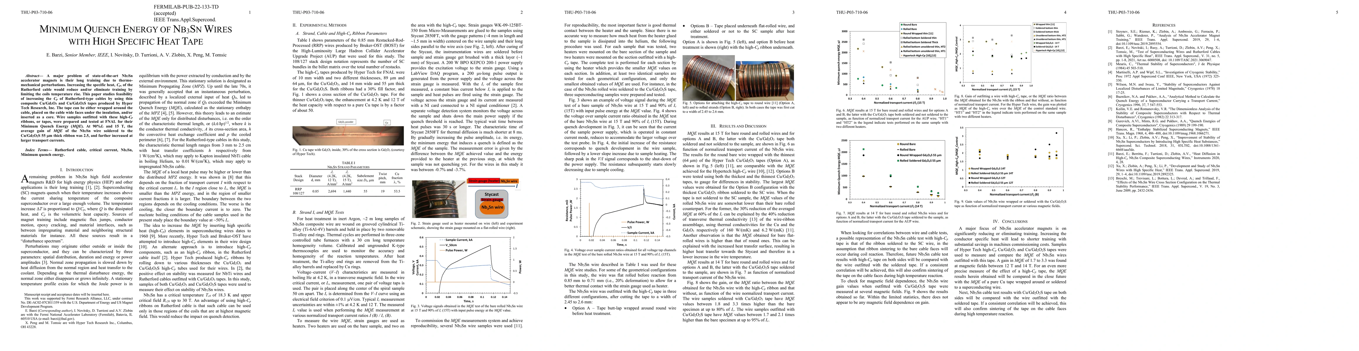 Thumbnail for Minimum Quench Energy Of Nb$_3$Sn Wires With High Specific Heat Tape