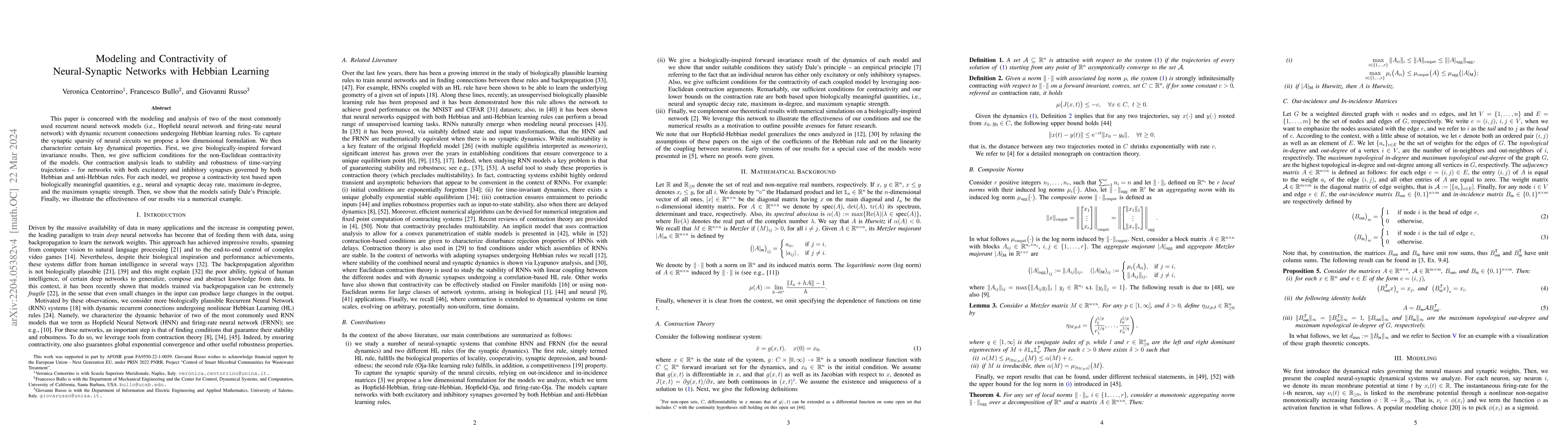 Thumbnail for Modeling and Contractivity of Neural-Synaptic Networks with Hebbian
  Learning