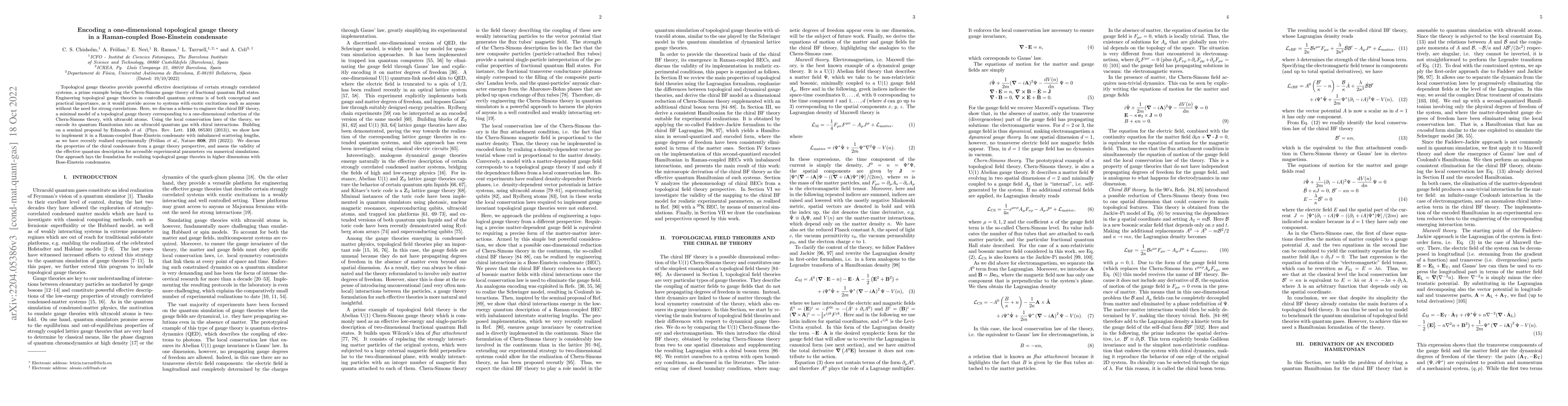 Thumbnail for Encoding a one-dimensional topological gauge theory in a Raman-coupled
  Bose-Einstein condensate