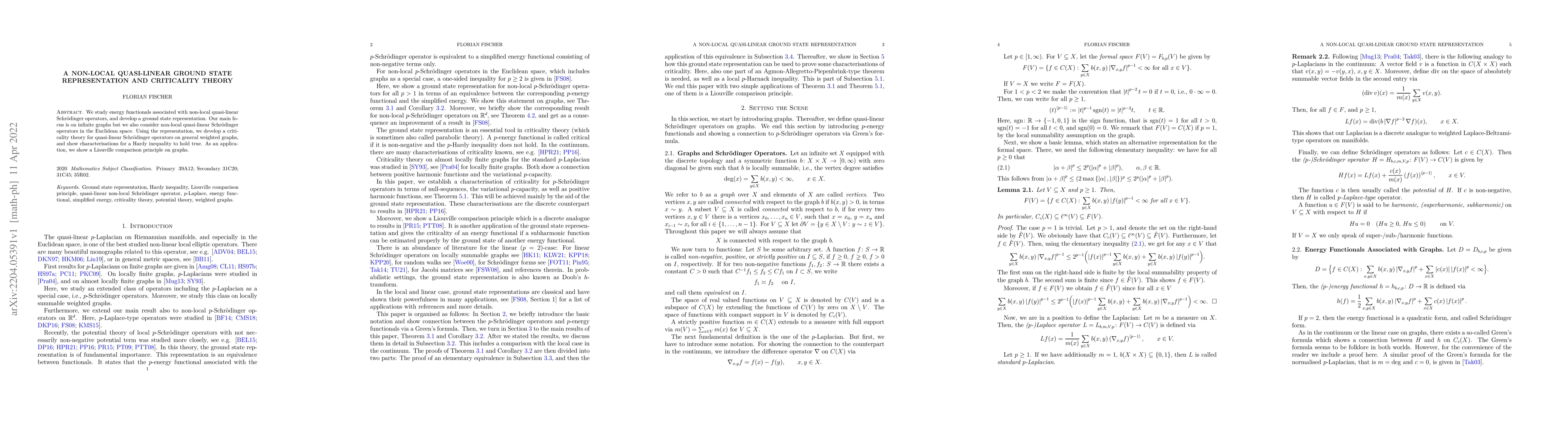 Thumbnail for A Non-Local Quasi-Linear Ground State Representation and Criticality
  Theory