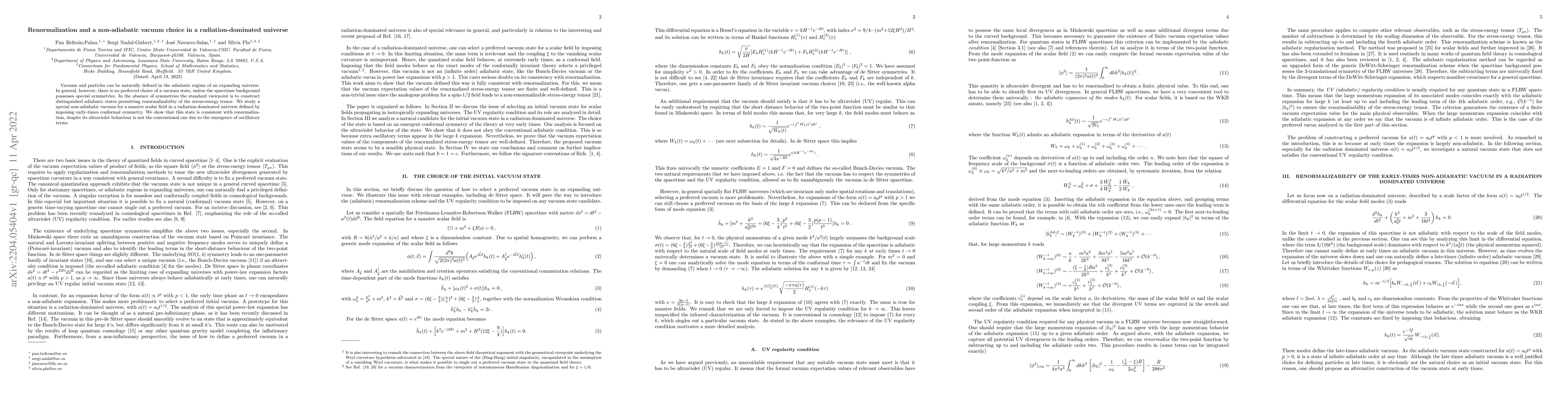 Thumbnail for Renormalization and a non-adiabatic vacuum choice in a
  radiation-dominated universe