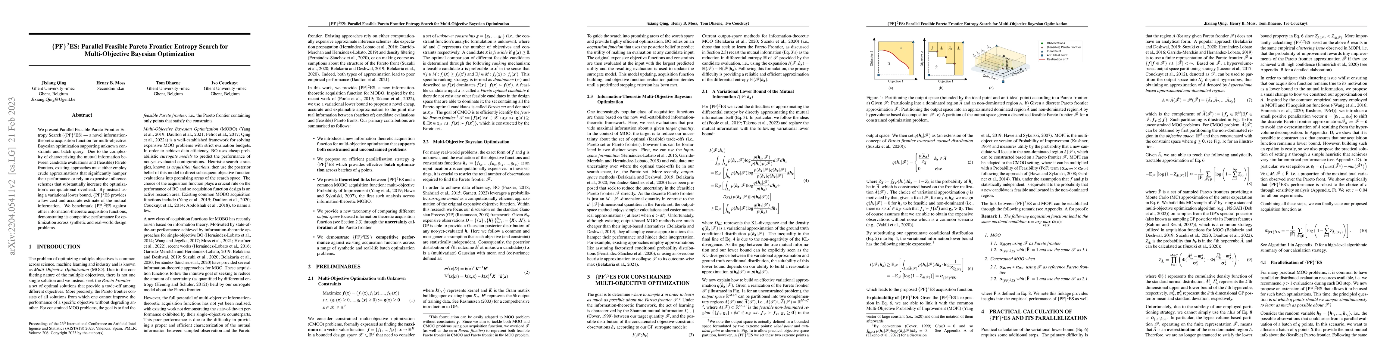 Thumbnail for $\{\text{PF}\}^2$ES: Parallel Feasible Pareto Frontier Entropy Search
  for Multi-Objective Bayesian Optimization