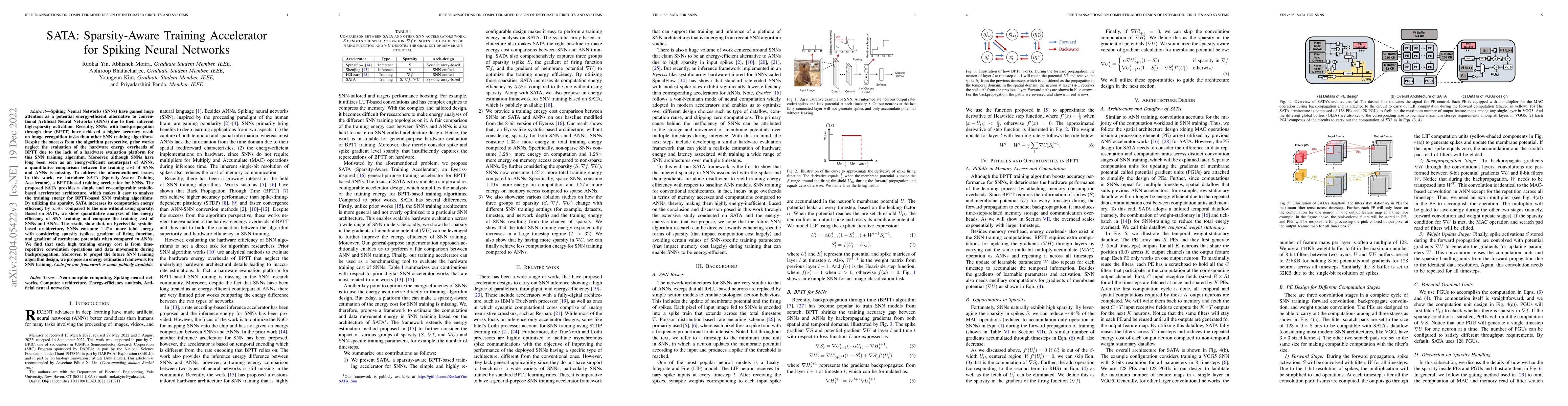 Thumbnail for SATA: Sparsity-Aware Training Accelerator for Spiking Neural Networks