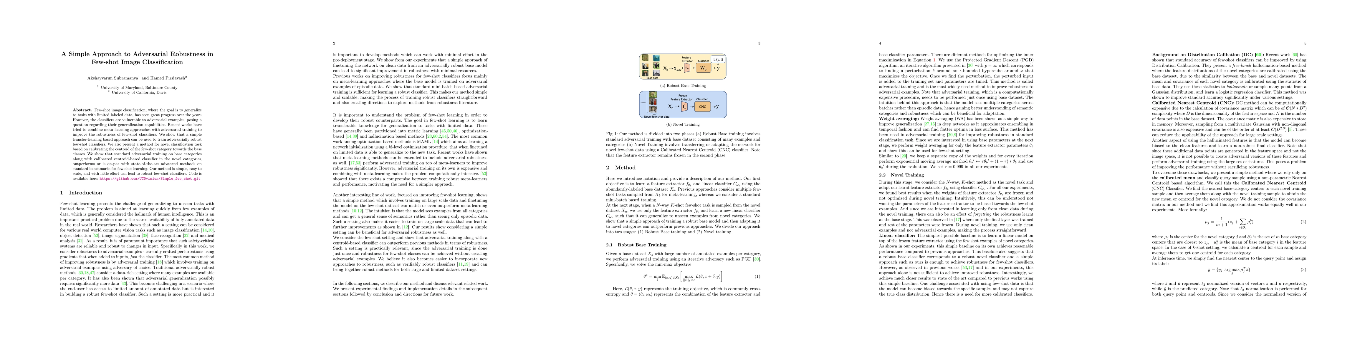 Thumbnail for A Simple Approach to Adversarial Robustness in Few-shot Image
  Classification
