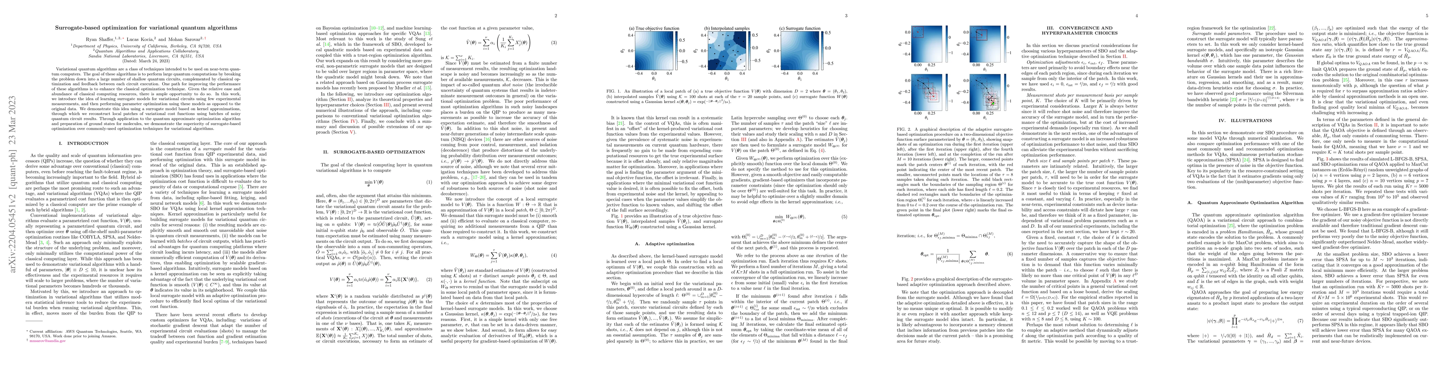 Thumbnail for Surrogate-based optimization for variational quantum algorithms