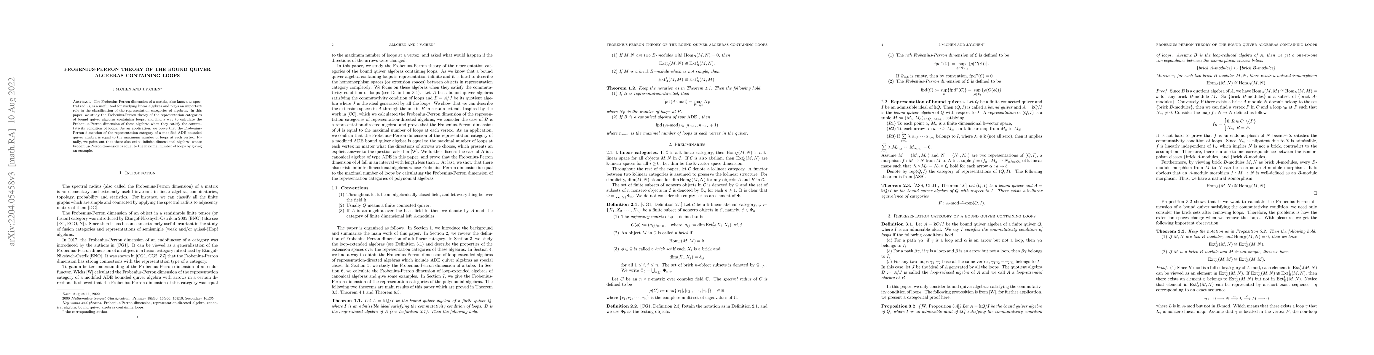 Thumbnail for Frobenius-Perron theory of the bound quiver algebras containing loops