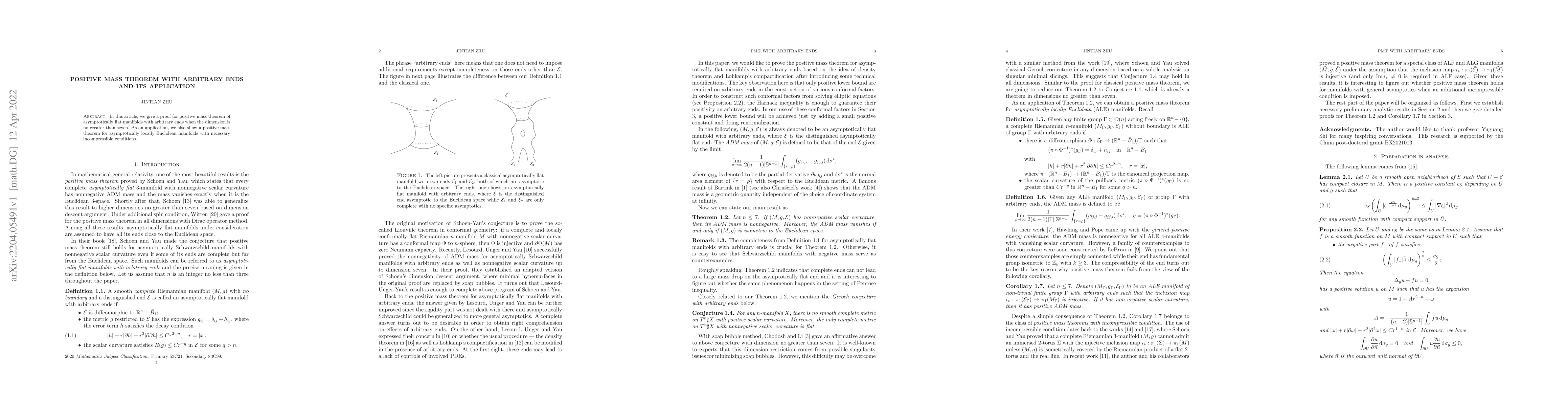 Thumbnail for Positive mass theorem with arbitrary ends and its application
