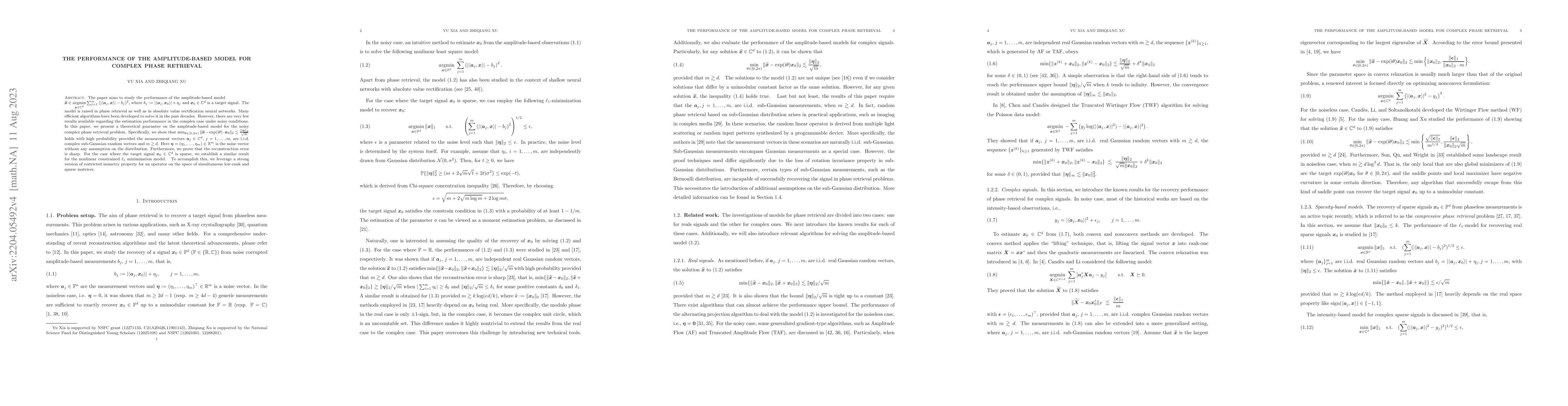Thumbnail for The performance of the amplitude-based model for complex phase retrieval