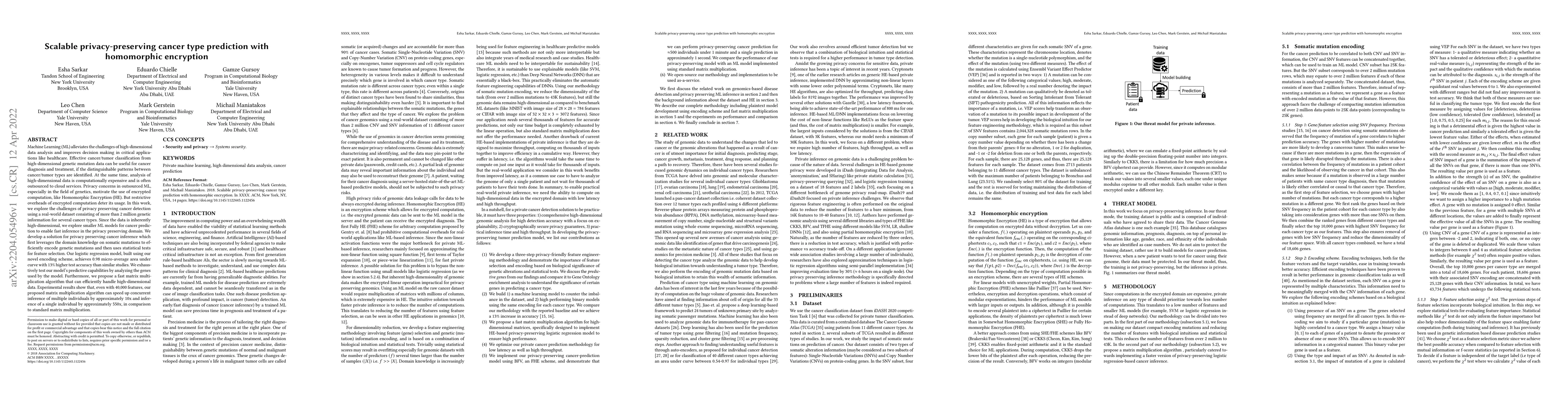 Thumbnail for Scalable privacy-preserving cancer type prediction with homomorphic
  encryption