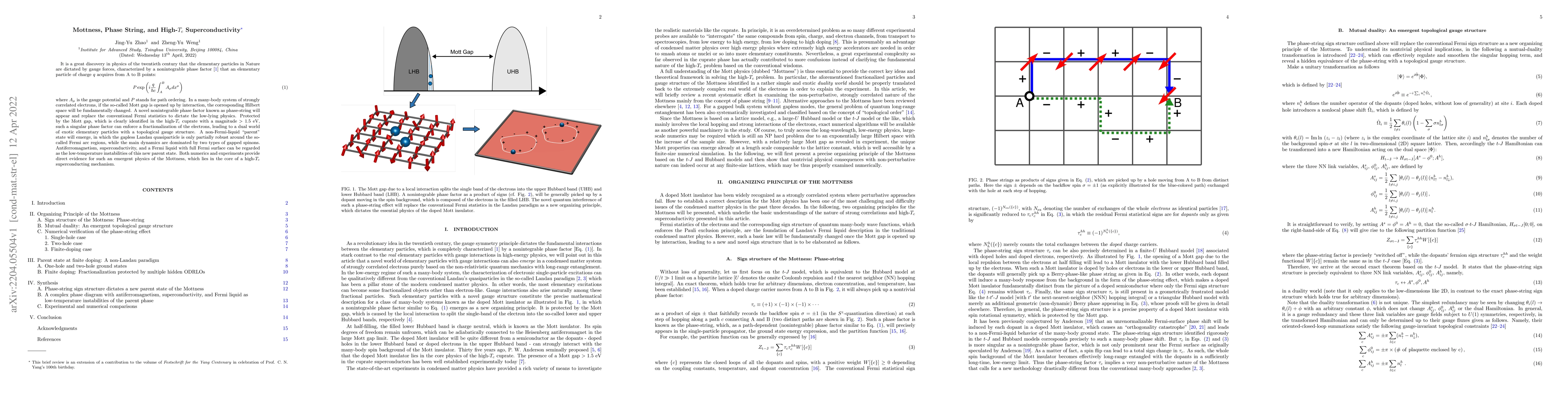 Thumbnail for Mottness, Phase String, and High-$T_c$ Superconductivity