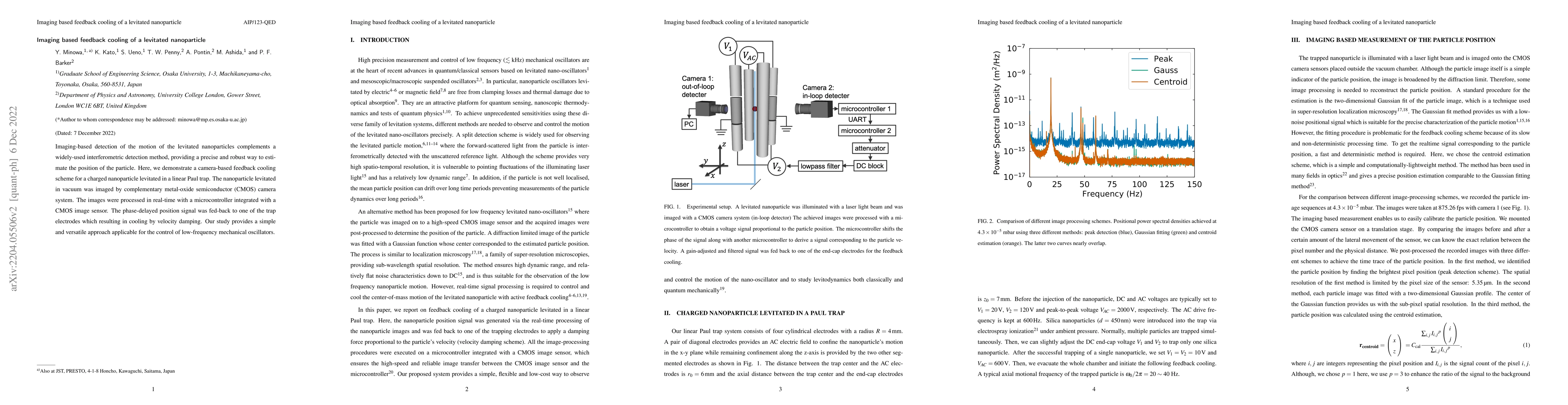Thumbnail for Imaging based feedback cooling of a levitated nanoparticle