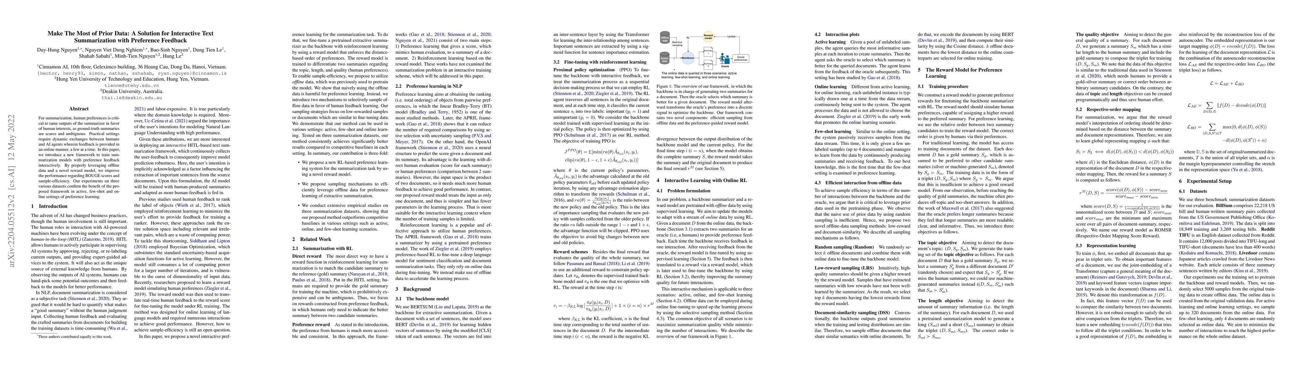 Thumbnail for Make The Most of Prior Data: A Solution for Interactive Text
  Summarization with Preference Feedback