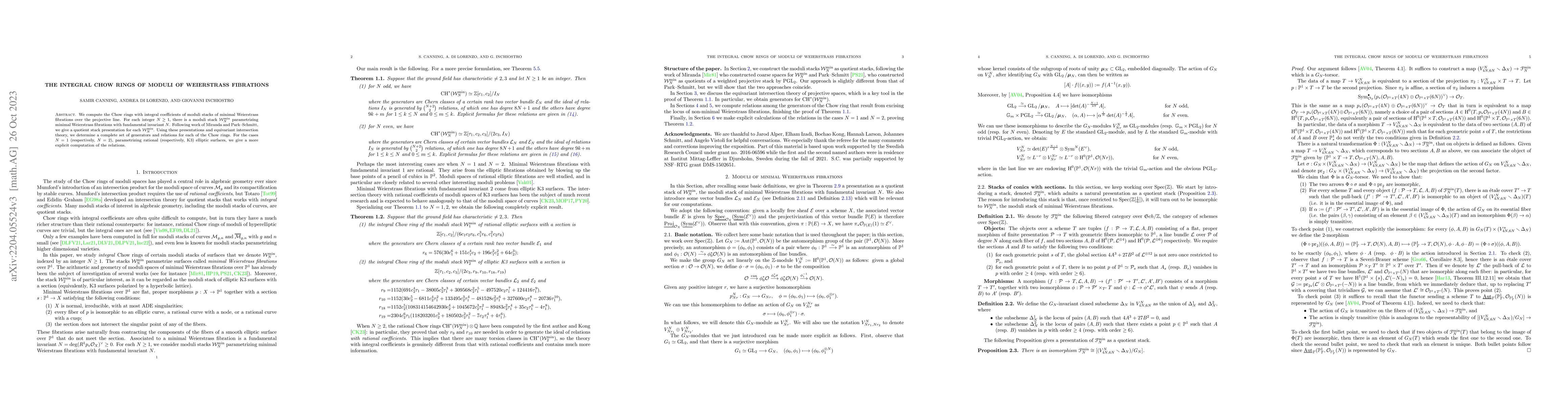 Thumbnail for The integral Chow rings of moduli of Weierstrass fibrations