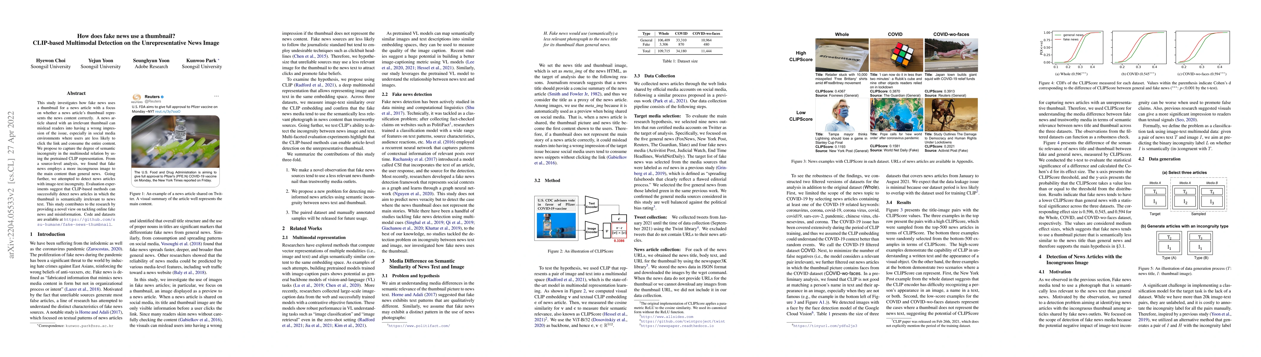 Thumbnail for How does fake news use a thumbnail? CLIP-based Multimodal Detection on
  the Unrepresentative News Image