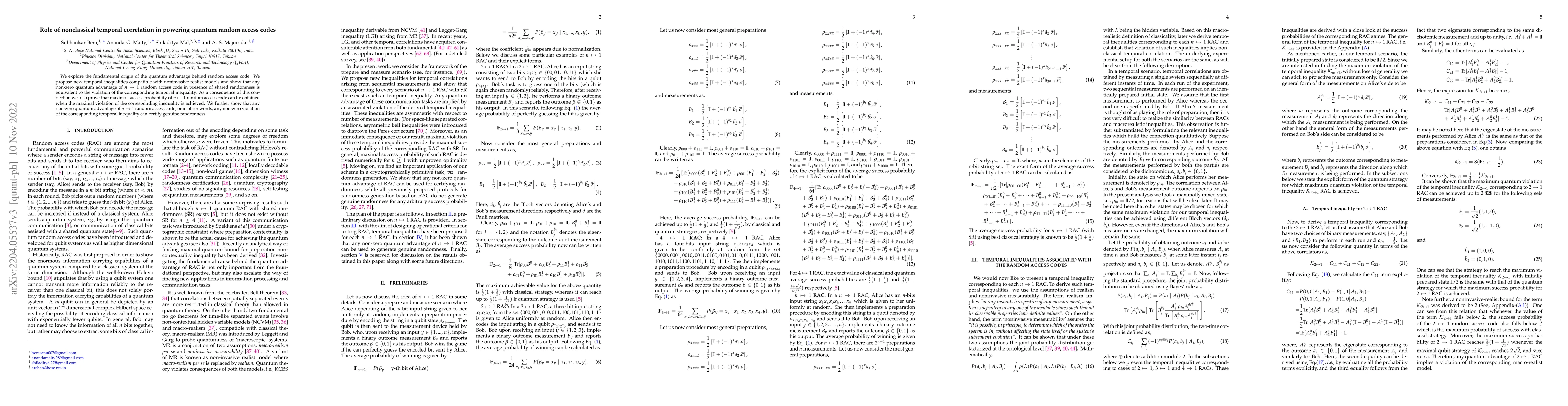 Thumbnail for Role of nonclassical temporal correlation in powering quantum random
  access codes