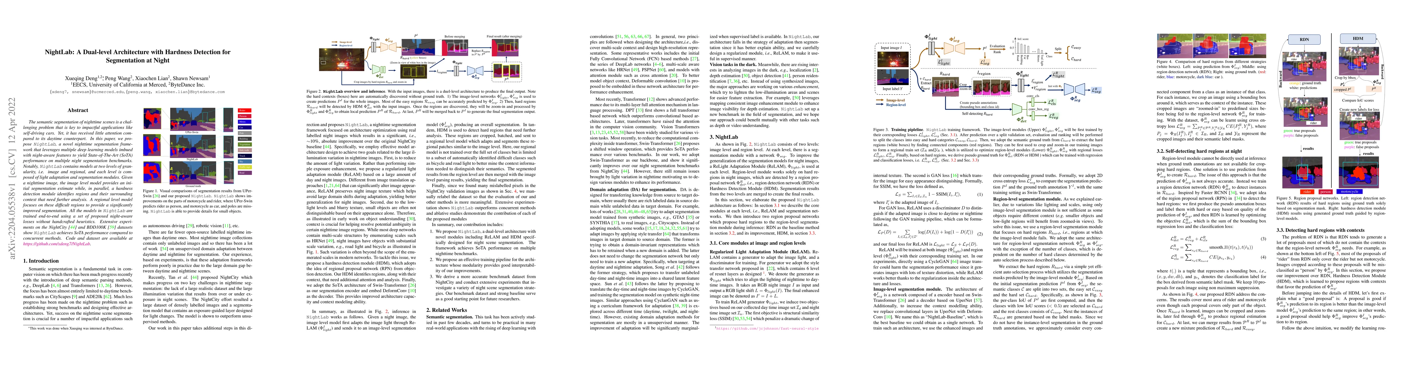 Thumbnail for NightLab: A Dual-level Architecture with Hardness Detection for
  Segmentation at Night