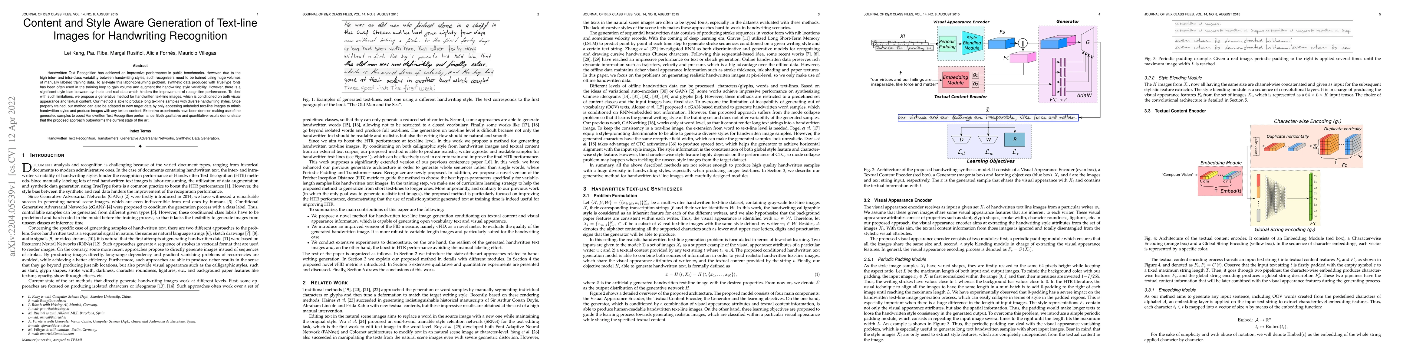 Thumbnail for Content and Style Aware Generation of Text-line Images for Handwriting
  Recognition