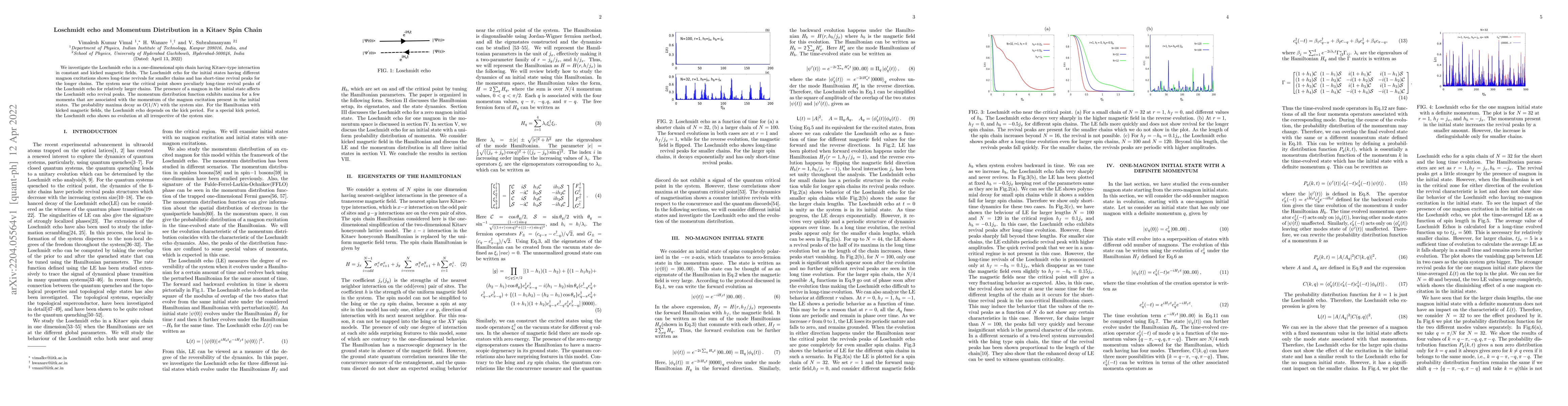 Thumbnail for Loschmidt echo and Momentum Distribution in a Kitaev Spin Chain