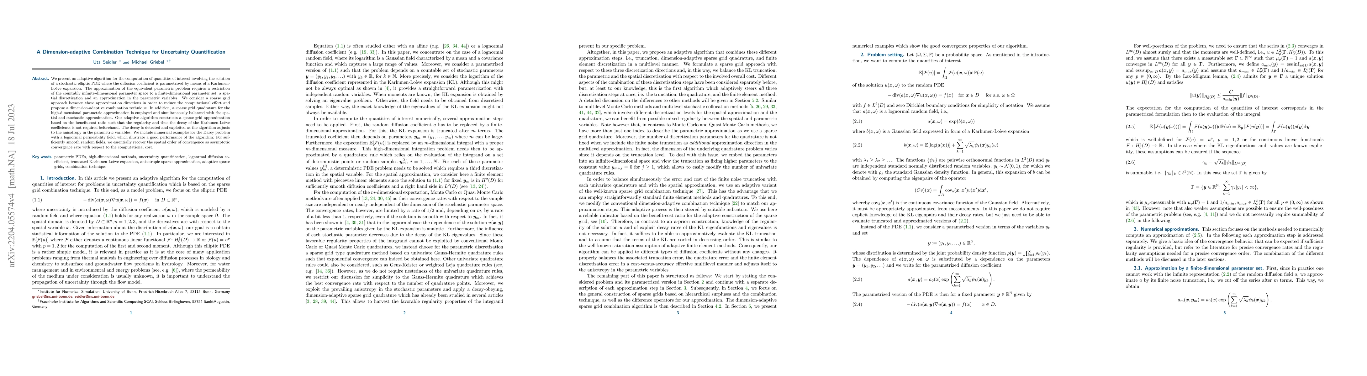 Thumbnail for A Dimension-adaptive Combination Technique for Uncertainty
  Quantification