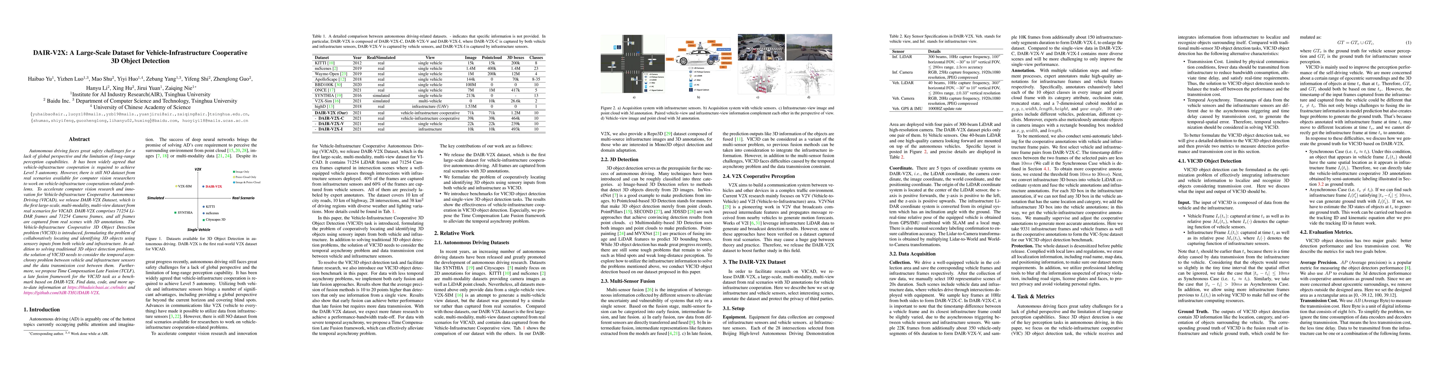 Thumbnail for DAIR-V2X: A Large-Scale Dataset for Vehicle-Infrastructure Cooperative
  3D Object Detection