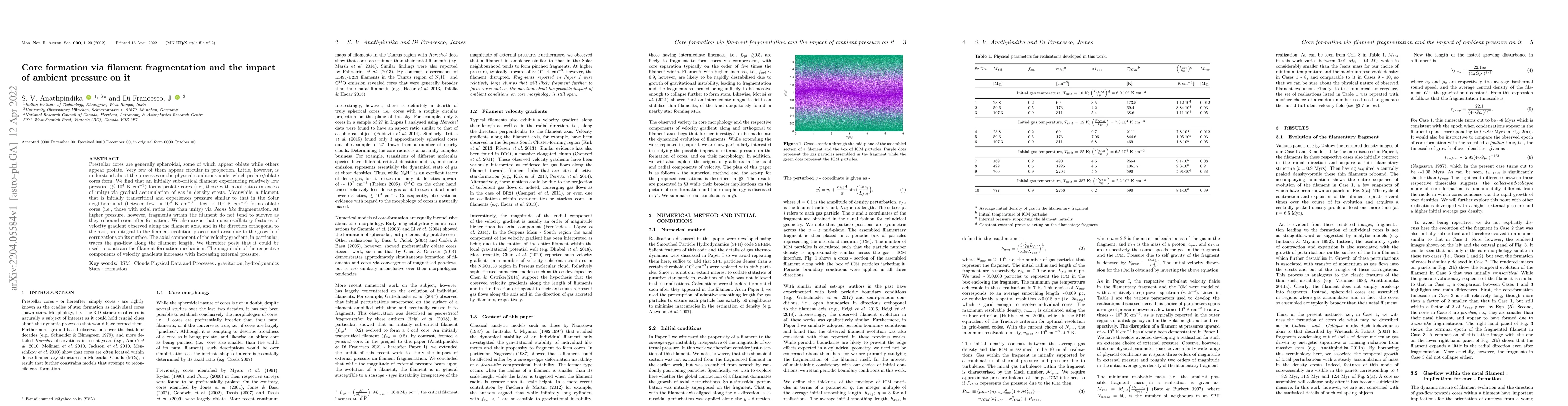 Thumbnail for Core formation via filament fragmentation and the impact of ambient
  pressure on it