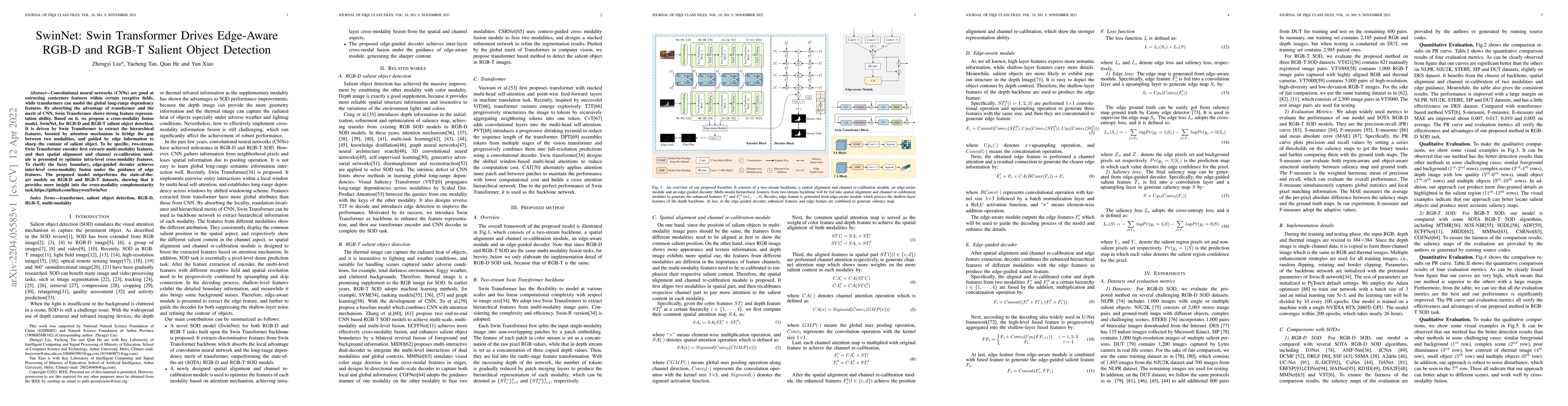 Thumbnail for SwinNet: Swin Transformer drives edge-aware RGB-D and RGB-T salient
  object detection