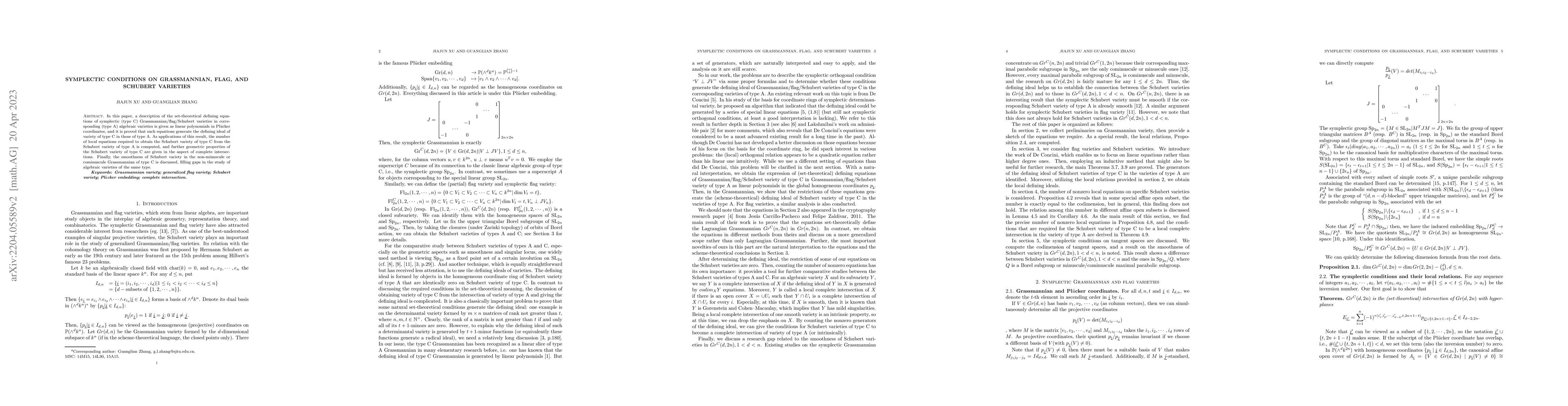 Thumbnail for Symplectic conditions on Grassmannian, flag, and Schubert varieties