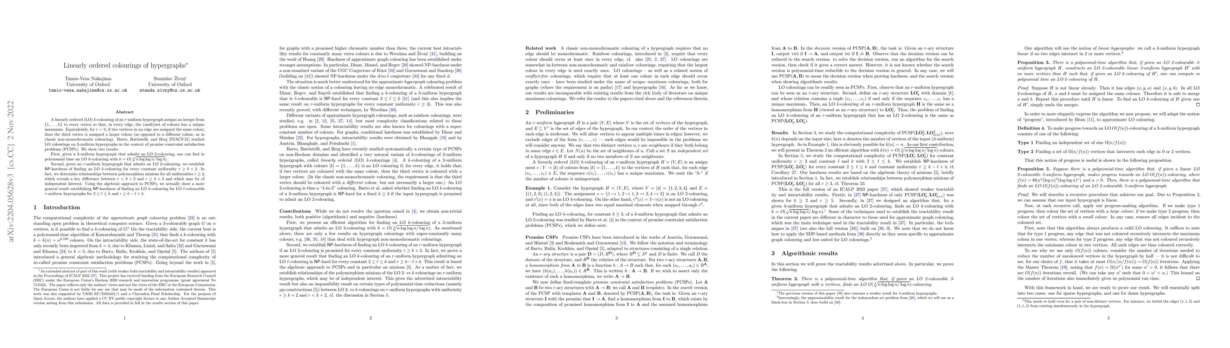 Thumbnail for Linearly ordered colourings of hypergraphs