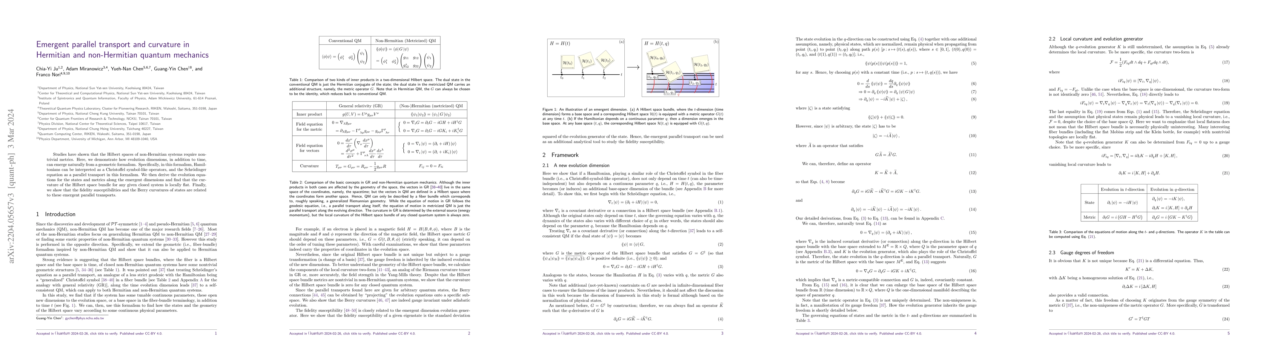 Thumbnail for Emergent parallel transport and curvature in Hermitian and non-Hermitian
  quantum mechanics