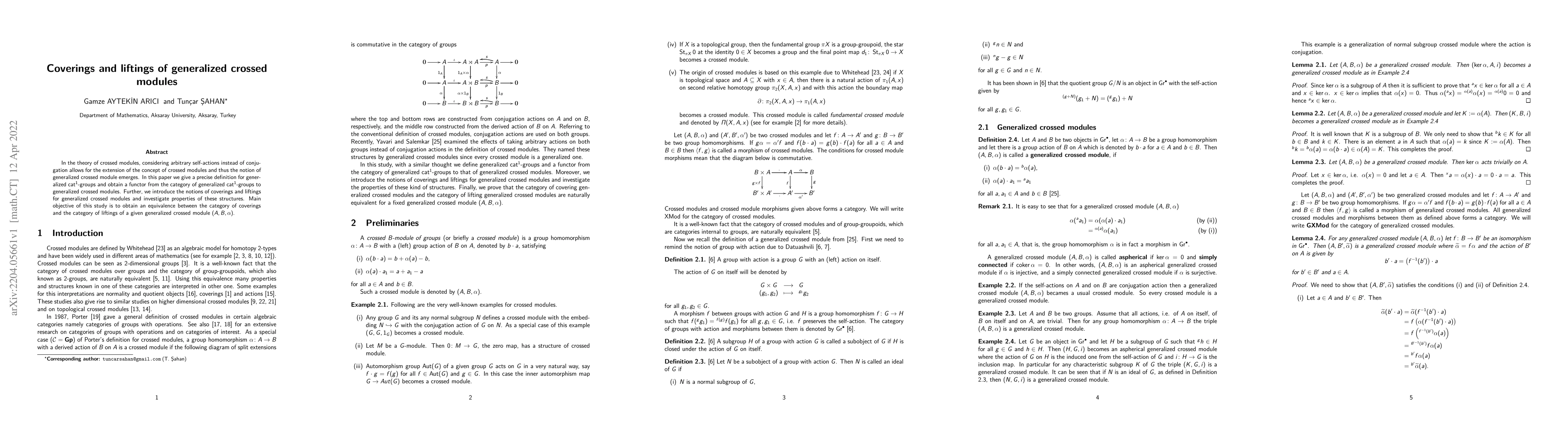 Thumbnail for Coverings and liftings of generalized crossed modules