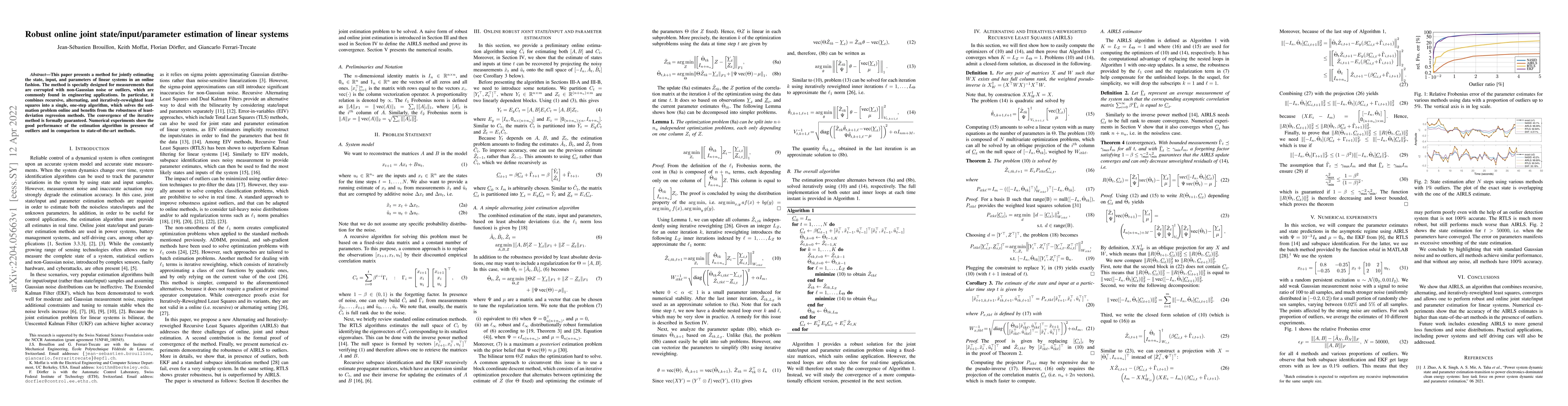 Thumbnail for Robust online joint state/input/parameter estimation of linear systems