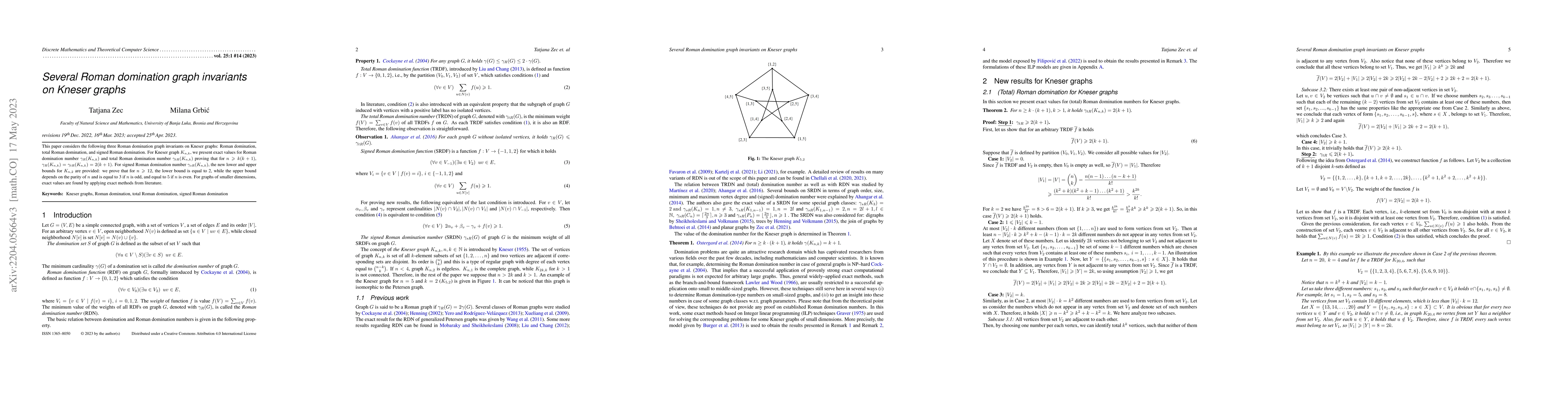 Thumbnail for Several Roman domination graph invariants on Kneser graphs