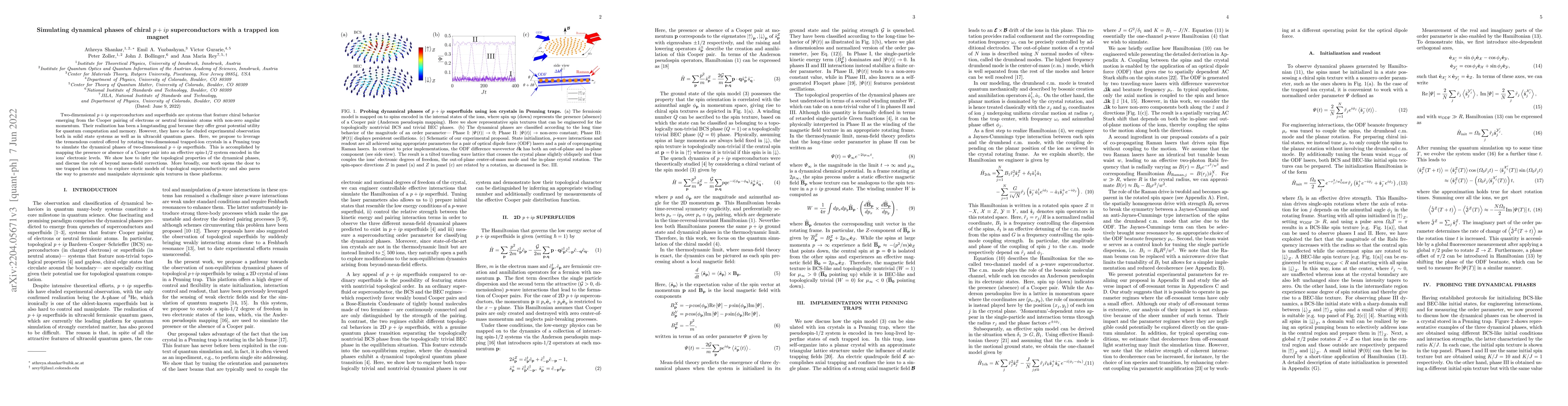 Thumbnail for Simulating dynamical phases of chiral $p+ i p$ superconductors with a
  trapped ion magnet