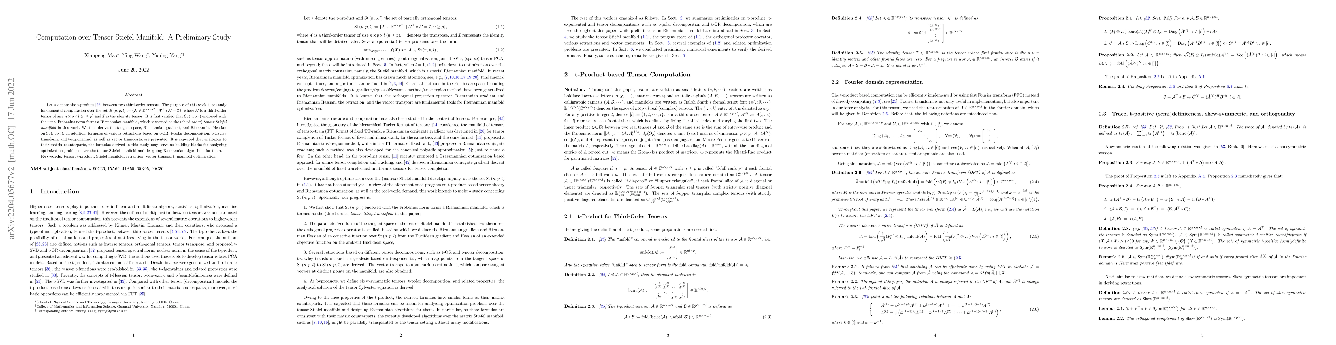 Thumbnail for Computation over Tensor Stiefel Manifold: A Preliminary Study