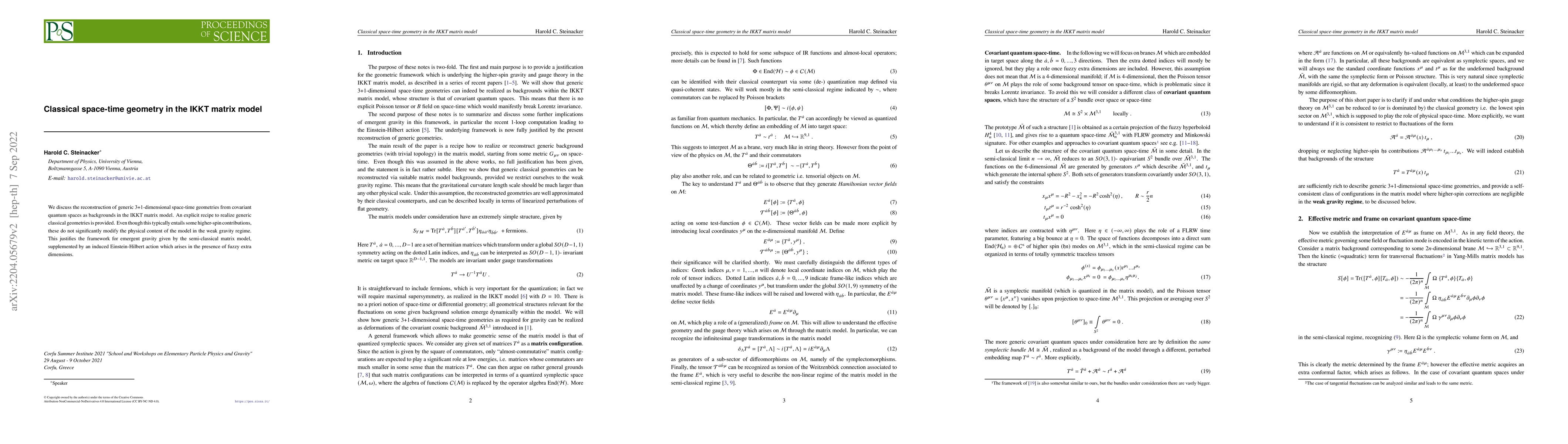 Thumbnail for Classical space-time geometry in the IKKT matrix model