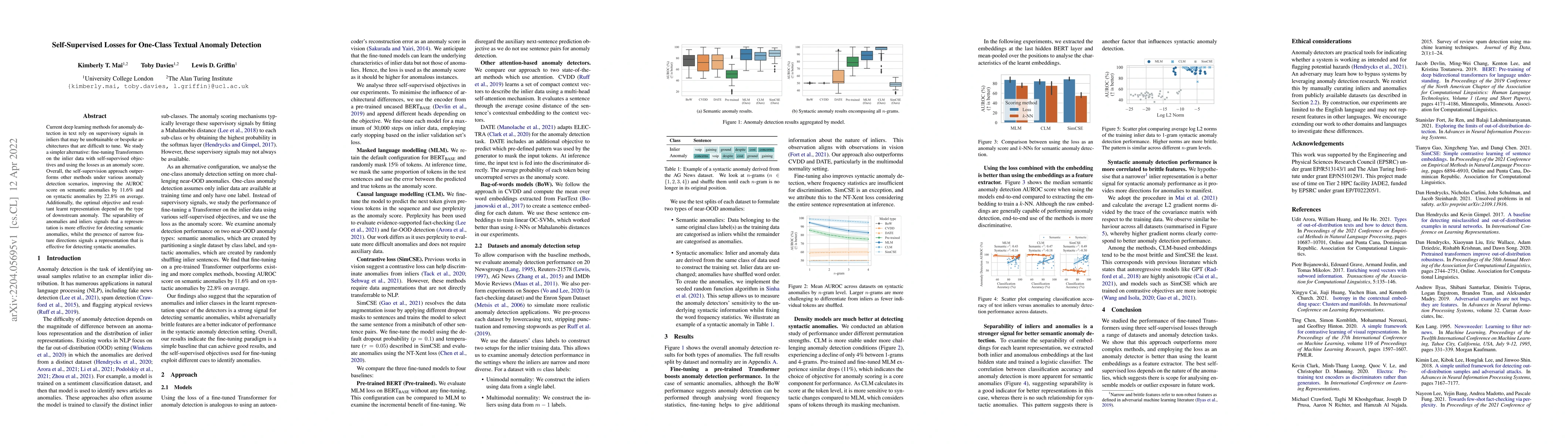 Thumbnail for Self-Supervised Losses for One-Class Textual Anomaly Detection