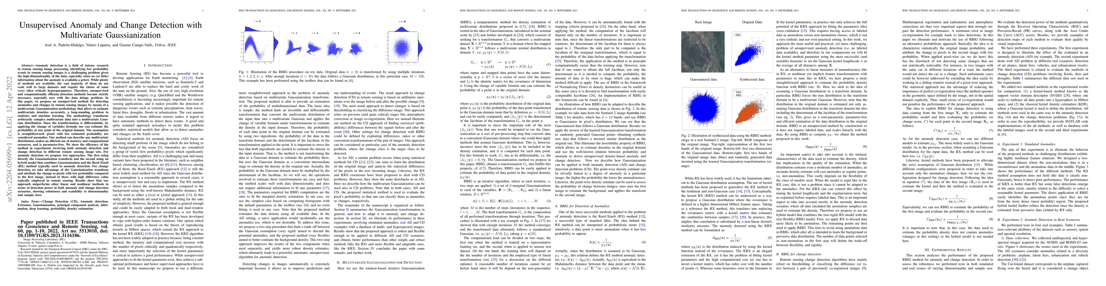 Thumbnail for Unsupervised Anomaly and Change Detection with Multivariate
  Gaussianization