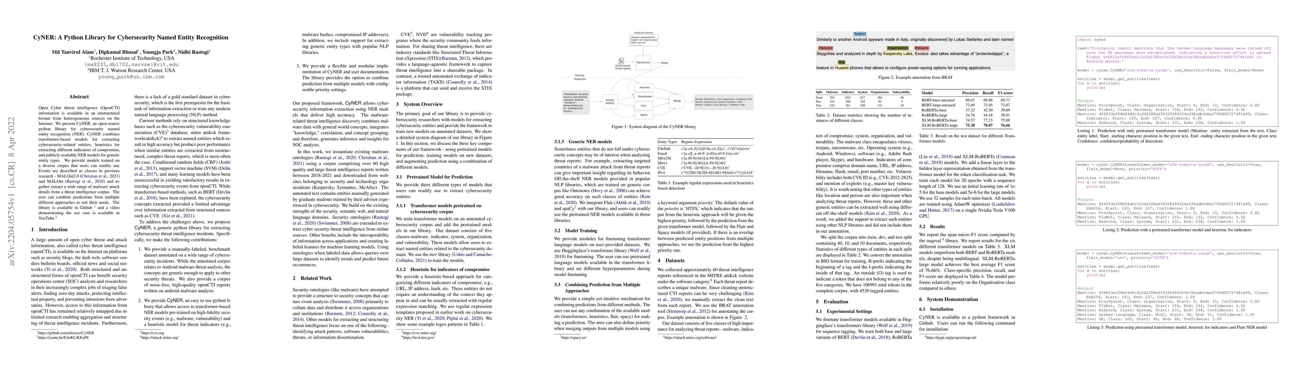 Thumbnail for CyNER: A Python Library for Cybersecurity Named Entity Recognition
